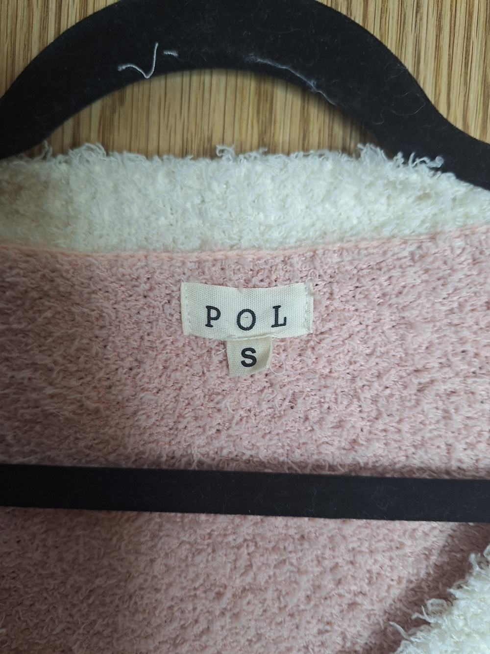 POL Pink and Cream Button-Front Cardigan with Striped Sleeve Size Small - Picture 5 of 6